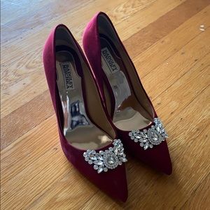 Badgley Mischka Red Serra Embellished Pumps